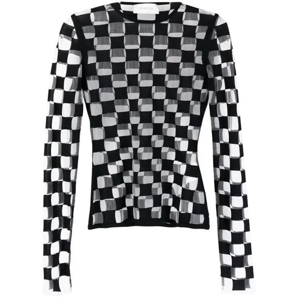 Sportmax Check Print Long-Sleeve Top - M - Picture 1 of 6